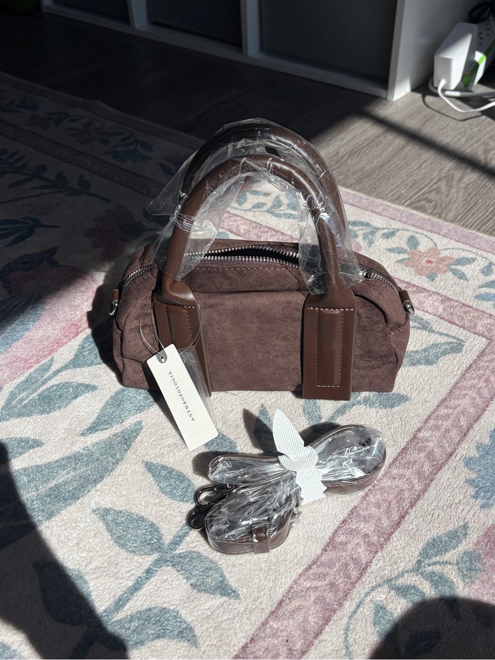Anthropologie Brown Suede Crossbody Satchel
